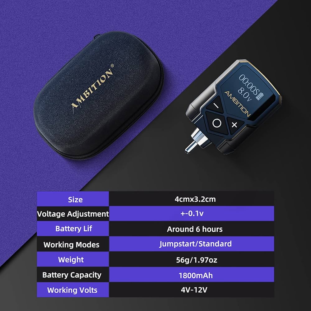 Ambition Mini Wireless RCA Tattoo Battery (Shorty)